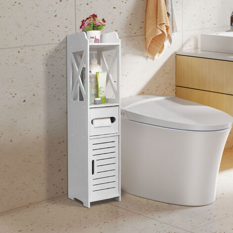 Hofuton Meuble de Salle de Bain, Armoire de Toilette, 80 x 15 x 15 cm, Blanc (1/5)
