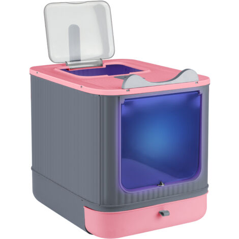 Hofuton Bac à litière pour chat avec stérilisation UV rose
