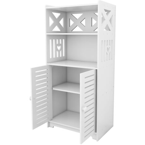 Hofuton Meuble de Salle de Bain, Meuble de Rangement, avec Compartiment Ouvert, 2 Portes, Pour Salon, Cuisine, Couloir, Profond 75 x 36 x 22 cm Blanc (1/5)