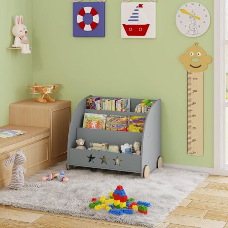 Bibliothèque Enfant 4 Niveaux OOOK – Meuble Rangement Bois 100x40x80 Cm, Charge 35 Kg, Style Montessori