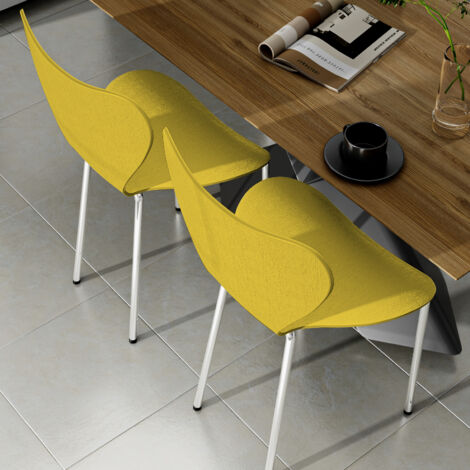 Hofuton Lot de 4 Chaises de Cuisine Salle Ă Manger Plastique 45,5 x 40 x 82,5 cm 150kg Jaune (1/5)
