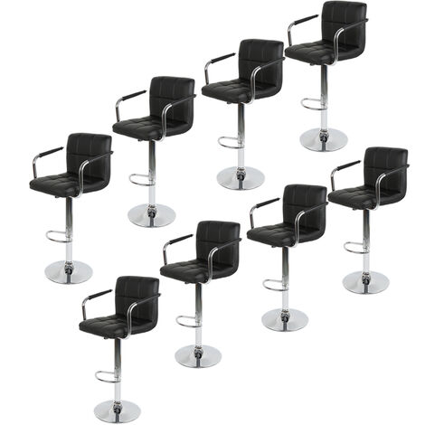 Hofuton 8 X Tabouret de Bar, Réglable en Hauteur & Rotatif Tabouret de Travail en Cuir Synthétique, Noir (1/3)