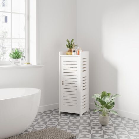 Hofuton Meuble de Salle de Bain avec Grande Porte, Meuble de Rangement avec Porte, Etagère sur Pied, 80 x 30 x 30cm, Blanc (1/5)
