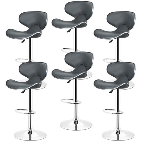 CLP Tabouret de bar Paros en similicuir , Blanc - Chaises de cuisine