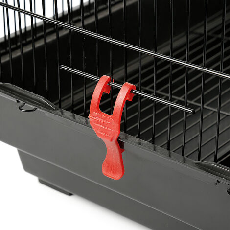 Hofuton Cage pour Oiseaux Volière de Perroquet Canaries Perruche Canaris 46 x 36 x 92 cm avec 4 Mangeoires 3 Perchoirs Noir