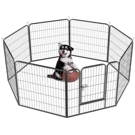 Hofuton Parc enclos métal extérieur pour chiots et rongeurs 80x60 cm 8 pièces noir