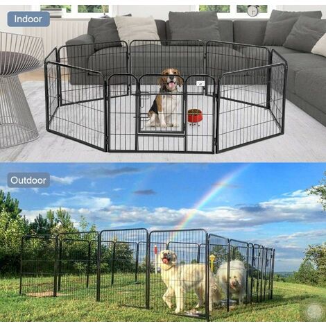 Hofuton Parc enclos métal extérieur pour chiots et rongeurs 80x60 cm 8 pièces noir