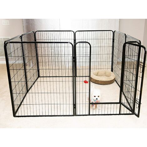 Hofuton Parc enclos métal extérieur pour chiots et rongeurs 80x60 cm 8 pièces noir
