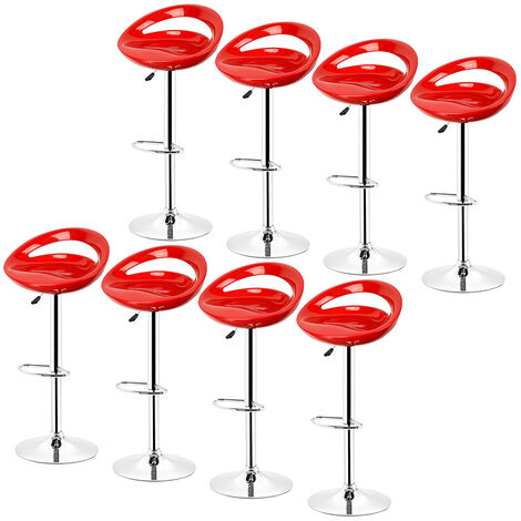 Hofuton Tabourets de Bar Lot de 8, Siège en Plastique ABS, Chaise Haute Bar avec Support Lombaire et Repose-Pieds, Rouge (1/5)