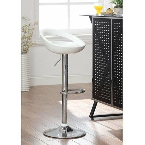 Hofuton Lot de 4 Contemporain en Plastique Hauteur Réglable Tabouret de Bar avec Dos Arrondi et Base Chromée, Métal, ABS, Blanc (1/5)