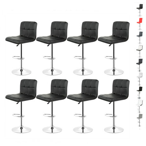 Hofuton Tabourets de Bar Lot de 8, Réglable Chaise Haute Cuisine avec Chromés Repose-Pieds,Tabouret Bar, Noir (1/5)