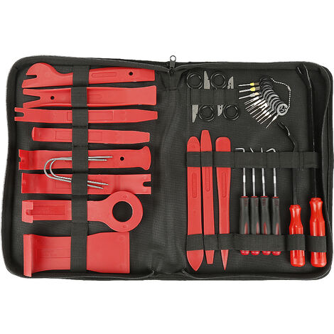 Kit De 16 Outils De Démontage Auto - Pour Garnitures, Autoradios, Valves Et Panneaux En Plastique - Avec Gants Et Cache-Valves