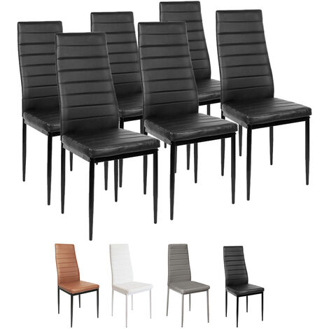 Hofuton Lot de 6 Chaises de Salle à Manger Confortables en Cuir Silimi - Noir (1/5)