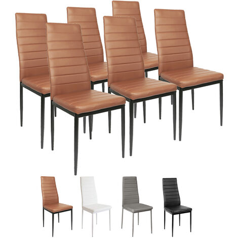 Hofuton Lot de 6 Chaises de Salle à Manger Confortables en Cuir Silimi - Marron (1/5)