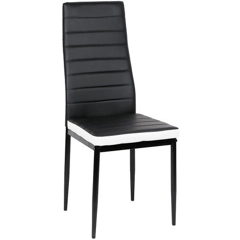 Hofuton Lot de 2 chaises noirs/bandeau blancs pour salle à manger (1/5)