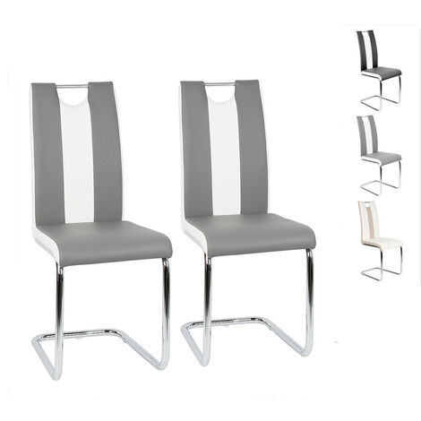 Hofuton Lot de 2 Chaises pour Salle à Manger - Gris Blanc (1/5)