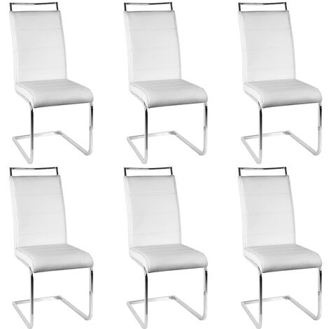 Hofuton Lot de 6 chaises de salle à manger bureau en forme d'arc - hauteur d'assise 45cm - Blanc (1/5)