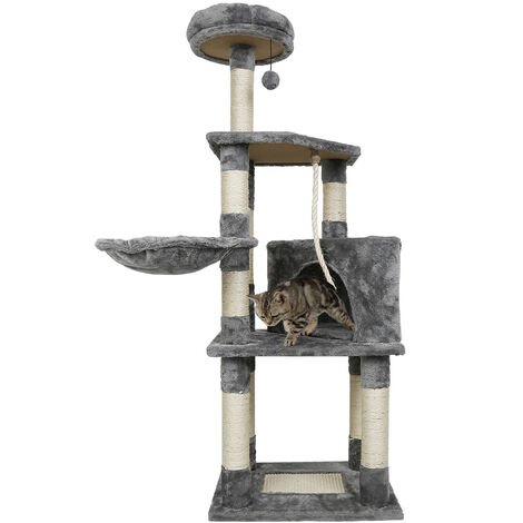 Hofuton Arbre à Chat Stable, Tour de Jeux 135 cm, Gris (1/5)