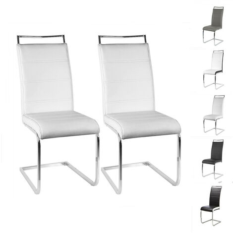 Hofuton 2 Chaises de Salle à Manger Rembourrées Design Moderne Pieds en Métal Blanc (1/5)