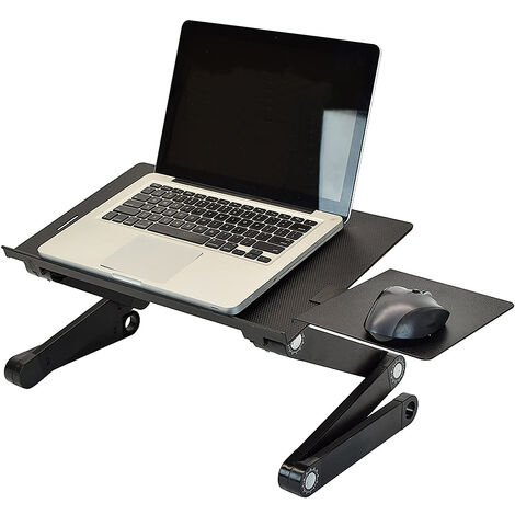 Hofuton Support PC Table Ordinateur Tablette Lit Pliable Laptop Portable 360 ° Réglable Aluminium Noir