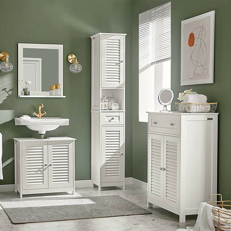 Hofuton Meuble Colonne de Salle de Bain Armoire Haute Meuble Rangement - L32cm x P30cm x H170cm – Blanc