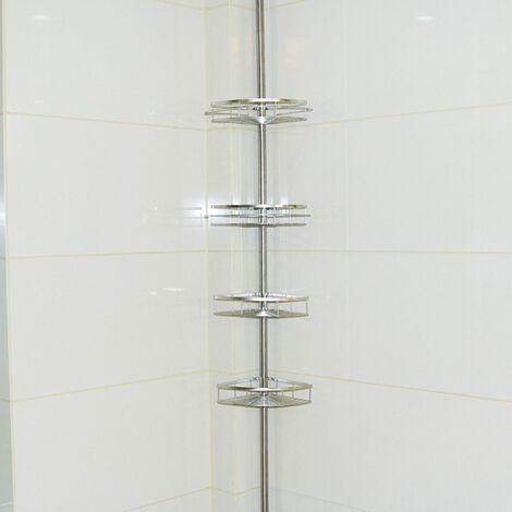 Etagère d'angle de douche téléscopique inox - 4 niveaux avec crochets -  InterDesign