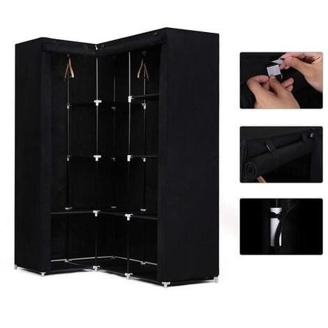 Hofuton Armoire De Rangement D Angle Noire Dressing Penderie Xxl