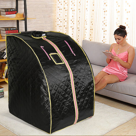 Hofuton Sauna Box Infrarouge Cabine à Chaleur 1000W Portable Sauna Thérapeutique Pliable Noir (1/5)