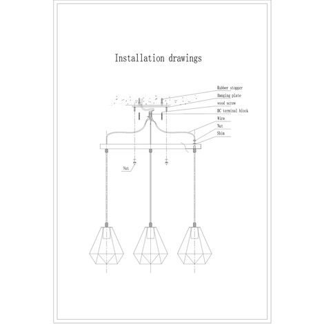 Hofuton Suspension Luminaire Industrielle 3 Tête Rétro Lustre Abat-jour Métal Noir Style 1