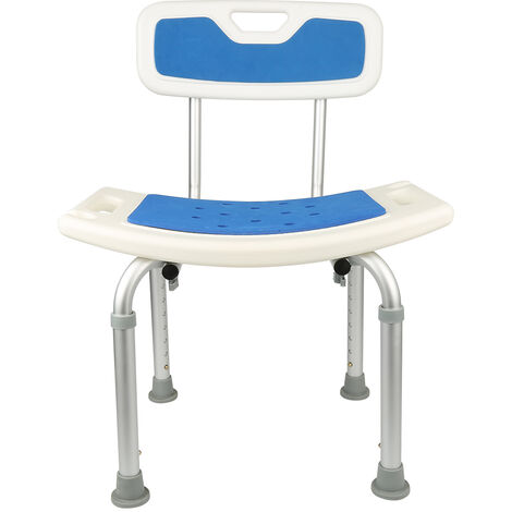 Hofuton Tabouret de Douche - Réglable en Hauteur - Antidérapant - Stable - Confortable - Tabouret de Salle de Bain - Siège de Douche (Blanc Bleu) (1/5)