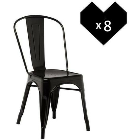 Hofuton 8PCS Chaises en métal de style Industriel pour cuisine bistrot Noir (1/5)