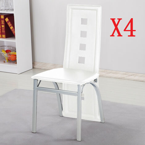 Hofuton Lot de 4 chaises de salle à manger - Simili blanc - Style contemporain - L 42.5 x P 42 cm x H101.5 CM (1/5)