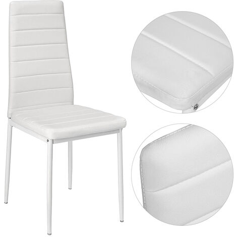 Lot De 6 Chaises Salle à Manger IZTOSS – Rembourrées Épaisses, Pieds Métal, Empilables Noir Et Blanc