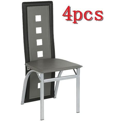 Hofuton Lot de 4 chaises de salle à manger - Simili gris noir - Style contemporain - L 42.5 x P 42 cm x H101.5 CM (1/5)