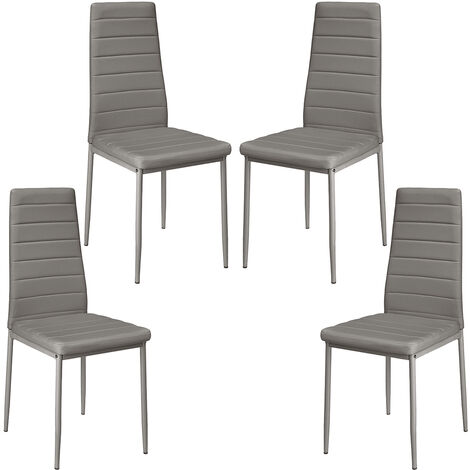 Hofuton Lot de 4 Chaises Haut Dossier Contemporain Simple Gris (1/5)