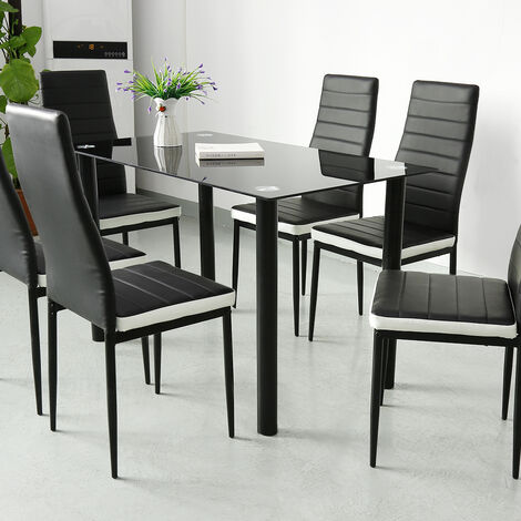 Hofuton Lot de 4 Chaises, Noir Blanc (1/5)