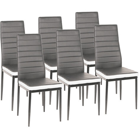 Hofuton Lot de 6 Chaises de Salle à Manger Chaises de Cuisine Gris Blanc (1/5)