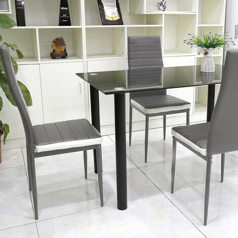 Hofuton Lot de 4 chaises grises blanches (1/5)