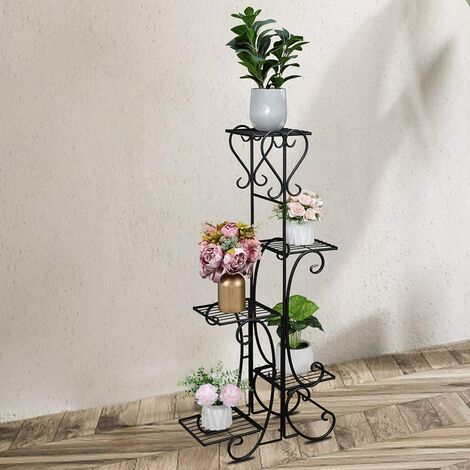 Support Métal Pour Pots De Fleurs - 2 étages 50x25x25 Cm - Design élégant Intérieur/extérieur - Idéal Salon, Balcon, Jardin