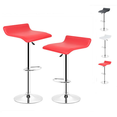 Hofuton 2 x Tabouret de Bar Chaise de Comptoir Réglable en Hauteur Rotatif Spa Tabouret de Travail Tabouret de Bureau en Cuir Synthétique Rouge (1/5)