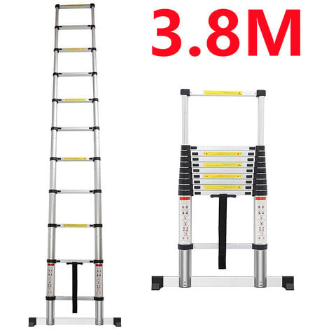 Échelle Escamotable 3,8 Mètre Échelle Télescopique En Acier