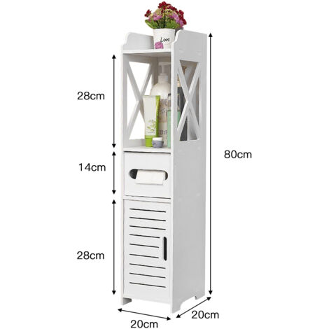 Meuble de Salle de Bain, Petit Meuble de Rangement de Salle de Bains, Armoire Étroit pour Papier Toilette, Armoire d'Angle avec Porte et Étagères | Leroy Merlin