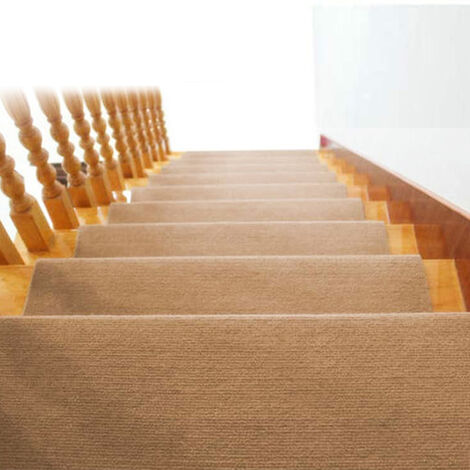 Hofuton Lot de 15 tapis de marches d'escalier antidérapants et adhésifs pour l'intérieur 6525cm marron (1/5)