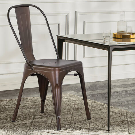 WEYE-Lot De 4 Chaises De Salle à Manger Empilables En Métal Style