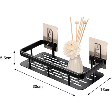 Étagère De Panier De Douche Avec Crochets, Support De Rangement Acier