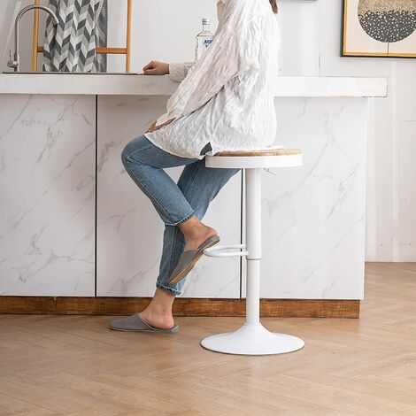 Lot De 2 Tabourets De Bar En Bois Clair Avec Dossier Et Repose-pieds - Pouf - Poire
