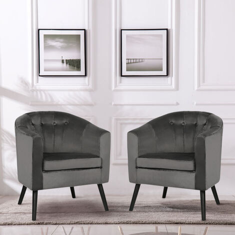 Hofuton 2PCS Fauteuil - Velours gris - Classique - 646070cm (1/5)