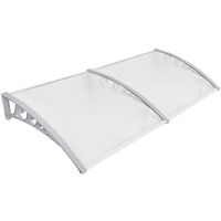 Hofuton Auvent de Porte d'entrée Toit Marquise en Polycarbonate Porte Résistante Toit Abri Protection Contre La Pluie et UV Gris Transparent - 80x240cm