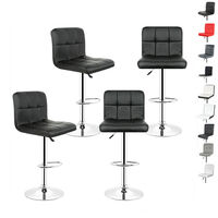 Hofuton Lot de 4 Tabouret de Bar Chaise de Bar avec Dossier et Repose-Pieds Tabouret Européen Noir