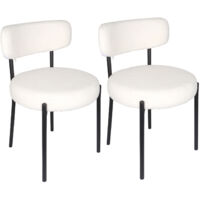Hofuton Chaise Salle a Manger Lot de 2, Chaises de Salle à Manger Tapissées, Chaises de Salle à Manger en Métal pour Salle à Manger, Cuisine, Salon, Bureau, Blanches